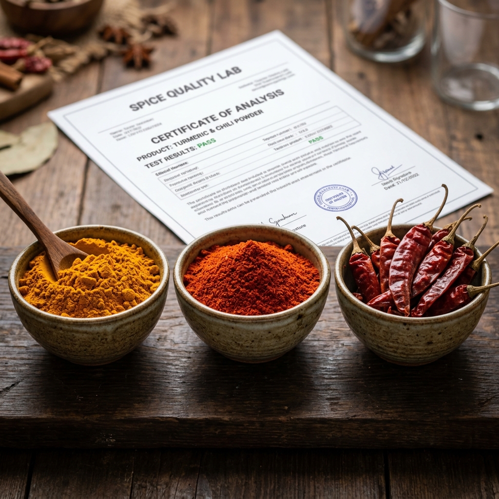 Export-grade Indian spices with Certificate of Analysis